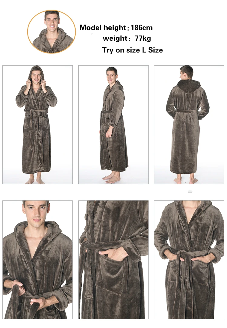 2021 брендовый мужской зимний теплый халат большого размера фланелевый удобный с