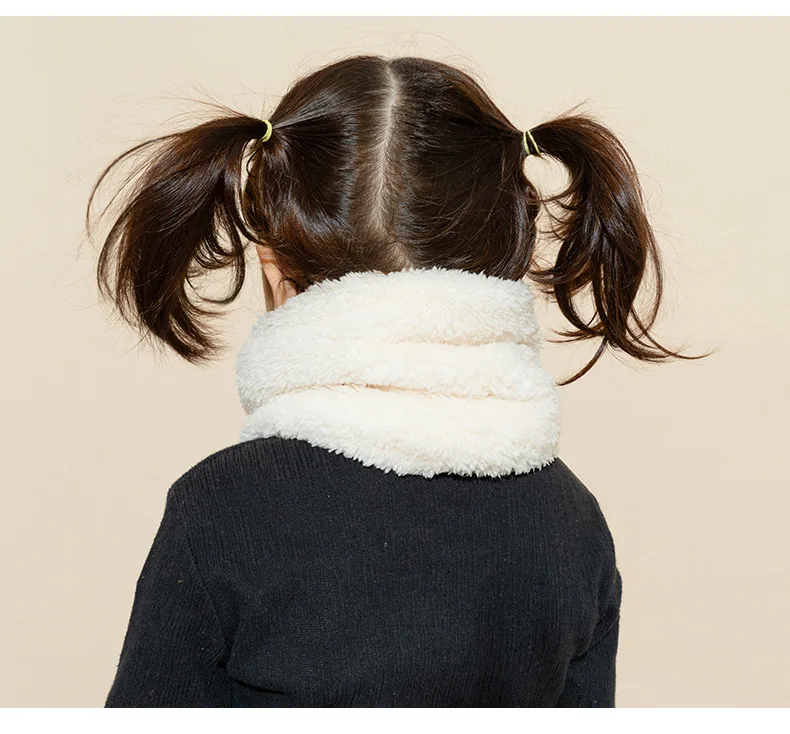 Winter cute Children Scarf Boy Girls Scarves Baby Fur Collar Scarf Ring Pompom Neck Warmers Women Present Berber Fleece24CM
