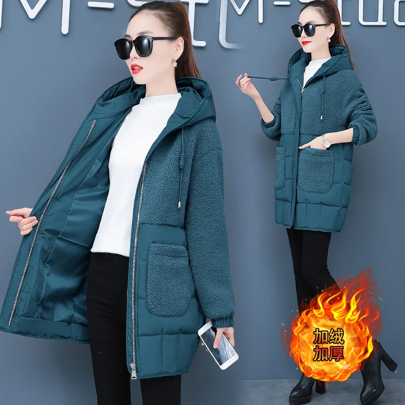 Женская Стеганая куртка с капюшоном повседневное зимнее пальто большого размера