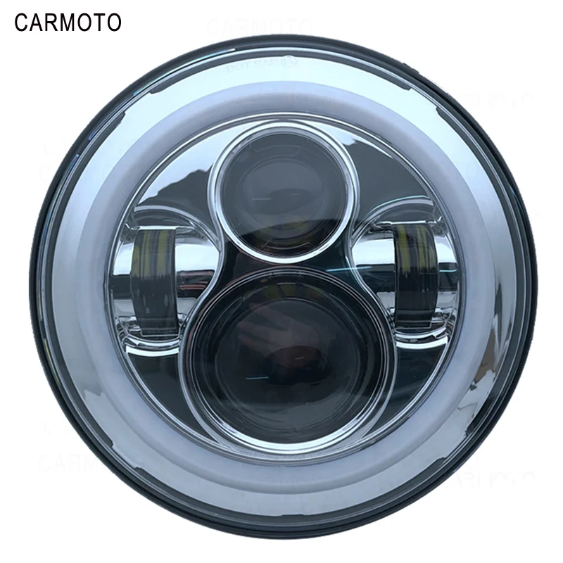 1pcs 7 Inch DOT SAE E9 Motorcycle Headlamp with angle eye Led Headlight 7inch housing bucket trim ring for Touring Electra Glide