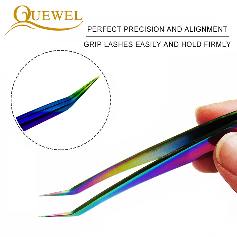 Quewel индивидуальное Наращивание ресниц Пинцет Набор 3 шт нержавеющая сталь
