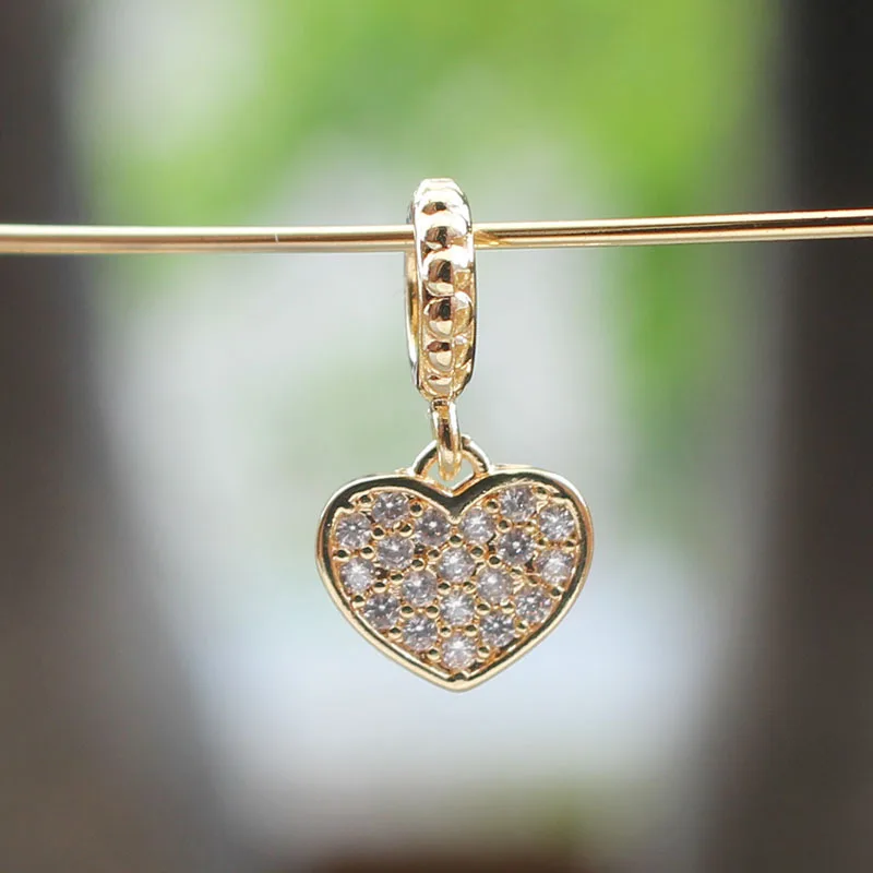 

14K Baojin accessories love inlaid Zircon Pendant with Ring Heart Pendant DIY accessories