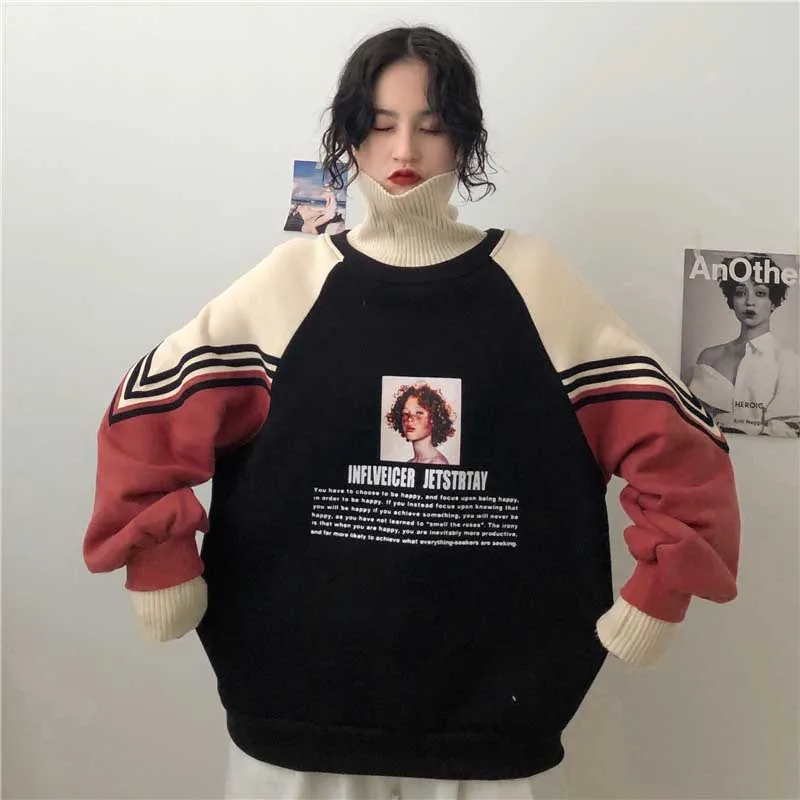 Женские толстовки с высоким воротником плотные бархатные теплые пуловеры