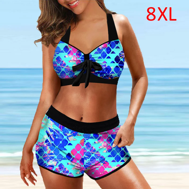 

8XL Girls Bikinis Bandage Swimsuit Print Bikini Sets Swimwear Women New Bathing Suits Monokini Beach Wear
