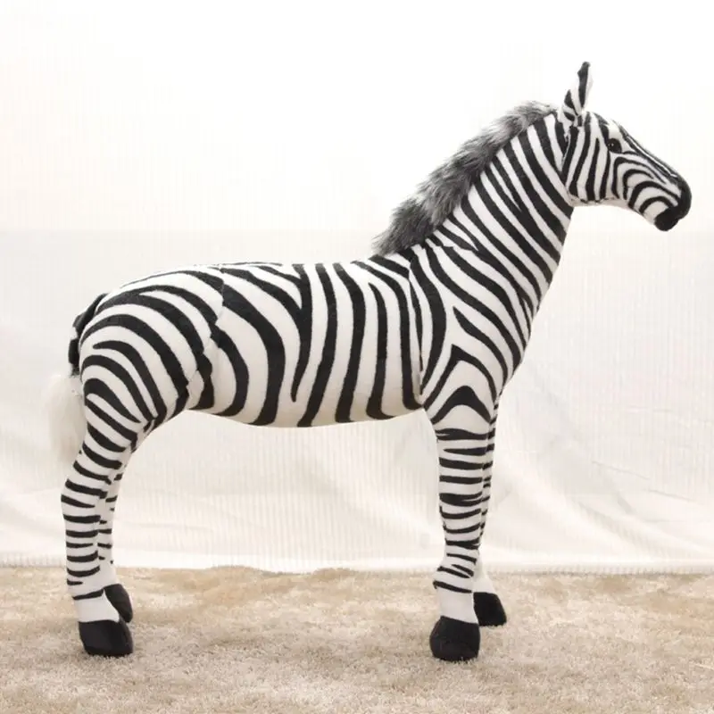 37cm 45cm 56cm Soft Stuffed Plush Animal Horse Pillow Realistic Zebra Toy Birthday Gift Sofa Cushion Adults Children Wholesale | Игрушки и