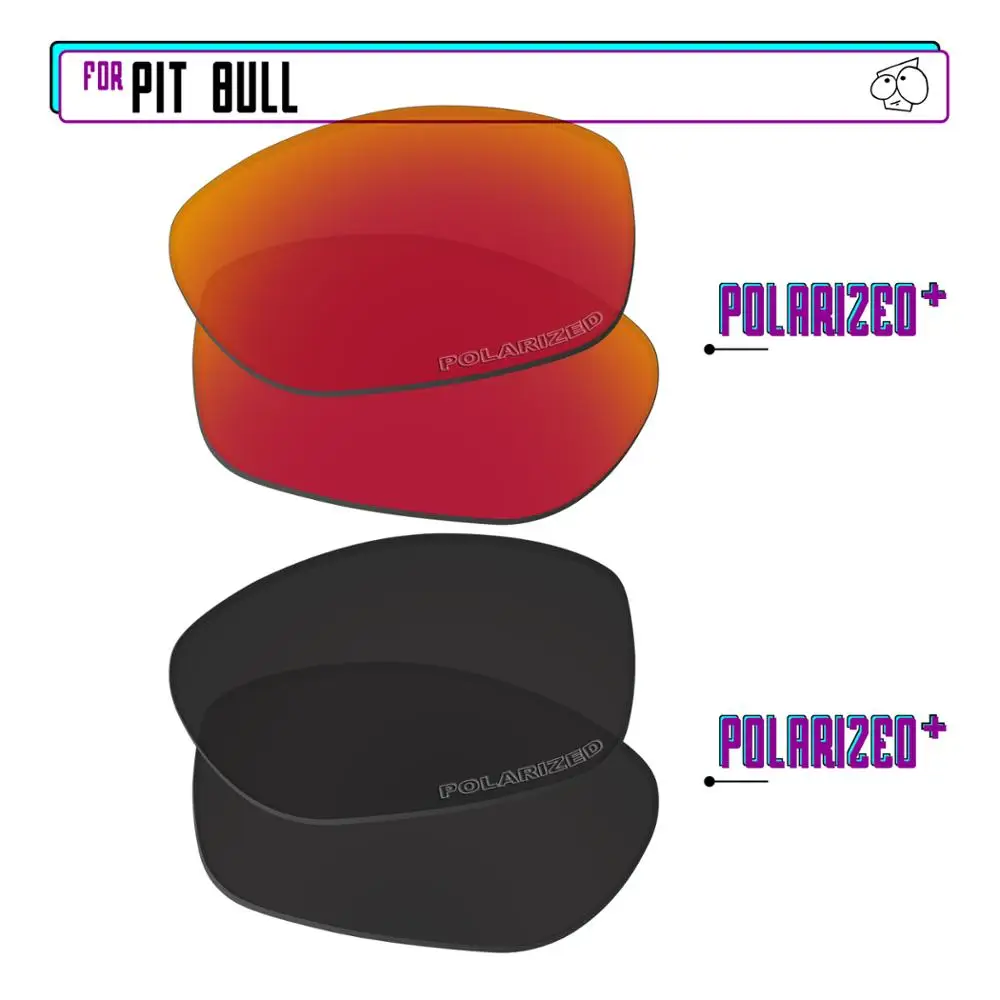 EZReplace Polarized Replacement Lenses for - Oakley Pit Bull Sunglasses - BlackPPlus-RedPPlus