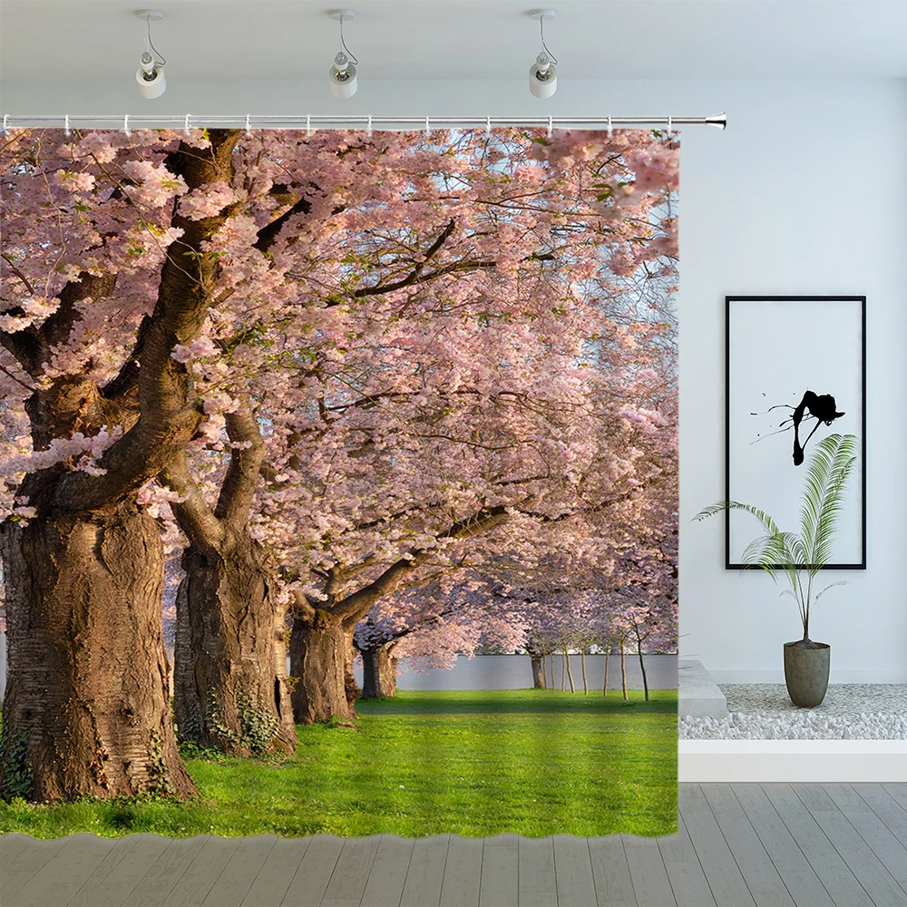 Весенняя занавеска для душа с изображением цветов ландшафта s розовые цветочные