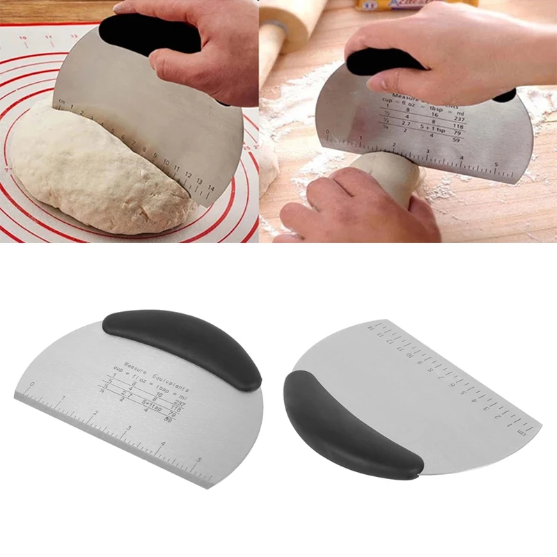 

1PC Metal Griddle Stainless Steel Scraper Chopper Kitchen Tool Cutter Griddle Scraper Chopper Pizza Baking Supplies Dough Bread