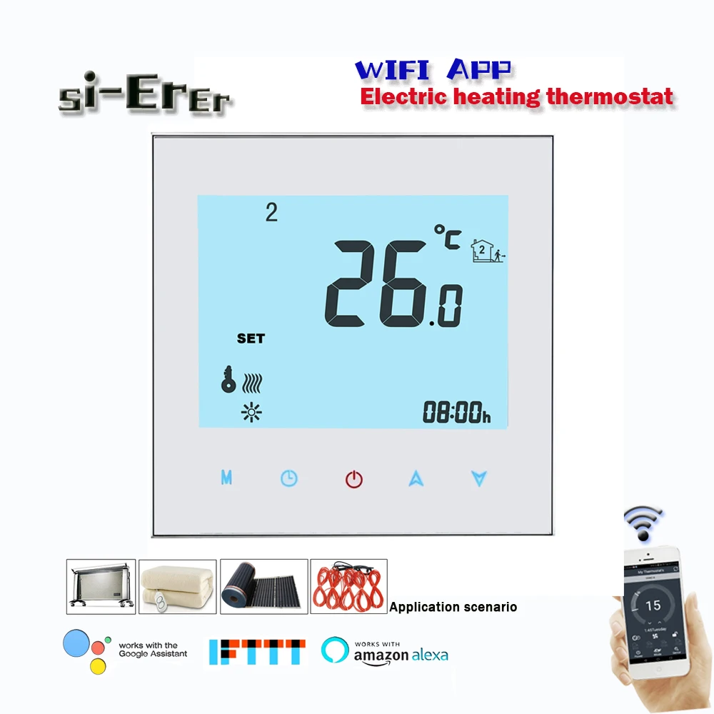 Контроллер температуры термостата с ЖК экраном 95 240VAC16A Wi Fi Подсветка сенсорного