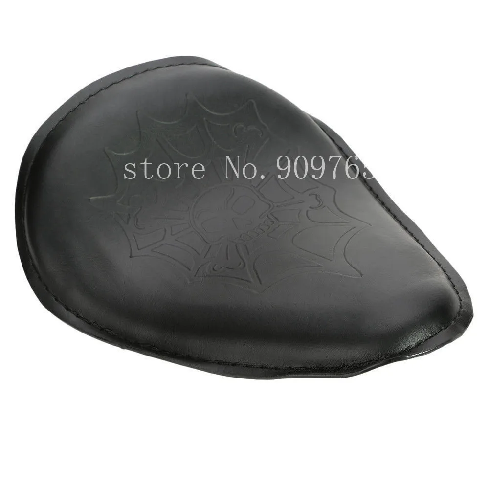 Black Skull Leather Solo Seat For Harley Honda Kawasaki Suzuki Yamaha Cruiser Chopper Bobber Touring Custom CB | Автомобили и