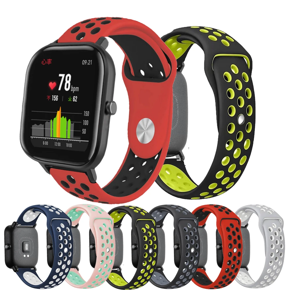 20 мм ремешок для часов Huami Amazfit GTS/GTR 42 силиконовый спортивный браслет Bip youth lite