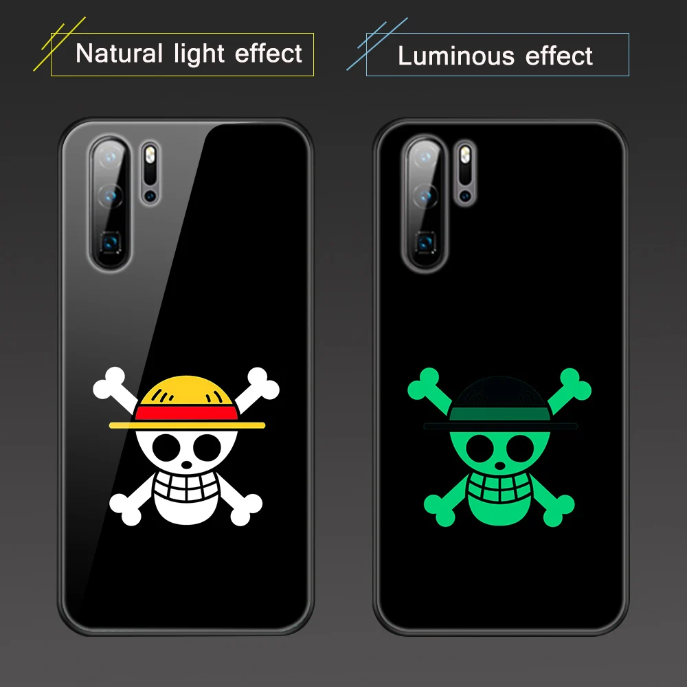 

One Piece Case for Huawei Honor 20 30 10 9 Y5 Y6 Y7 Y9 Prime Pro 2018 2019 Lite Pro Plus Luminous Glass Phone Cases Cover Funda
