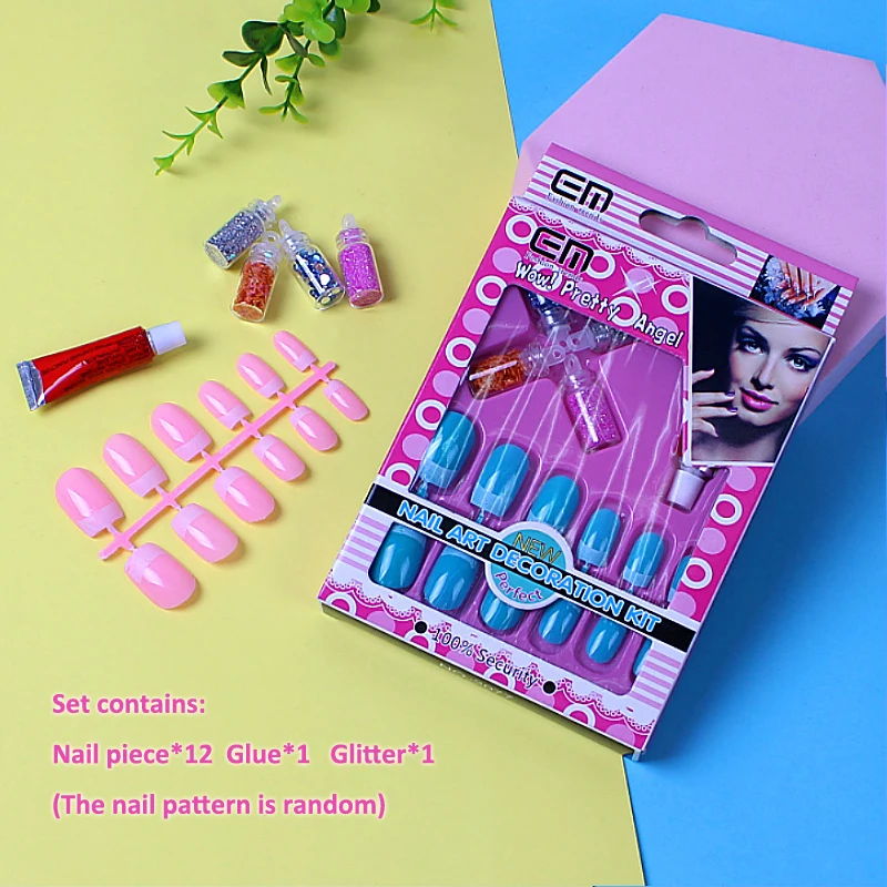 

Girl Makeup False Nail Toy Crystal Diamond Eyelashes Sequins DIY Fake Nail Patch Manicure Set Children's Day Best Gift for Girls