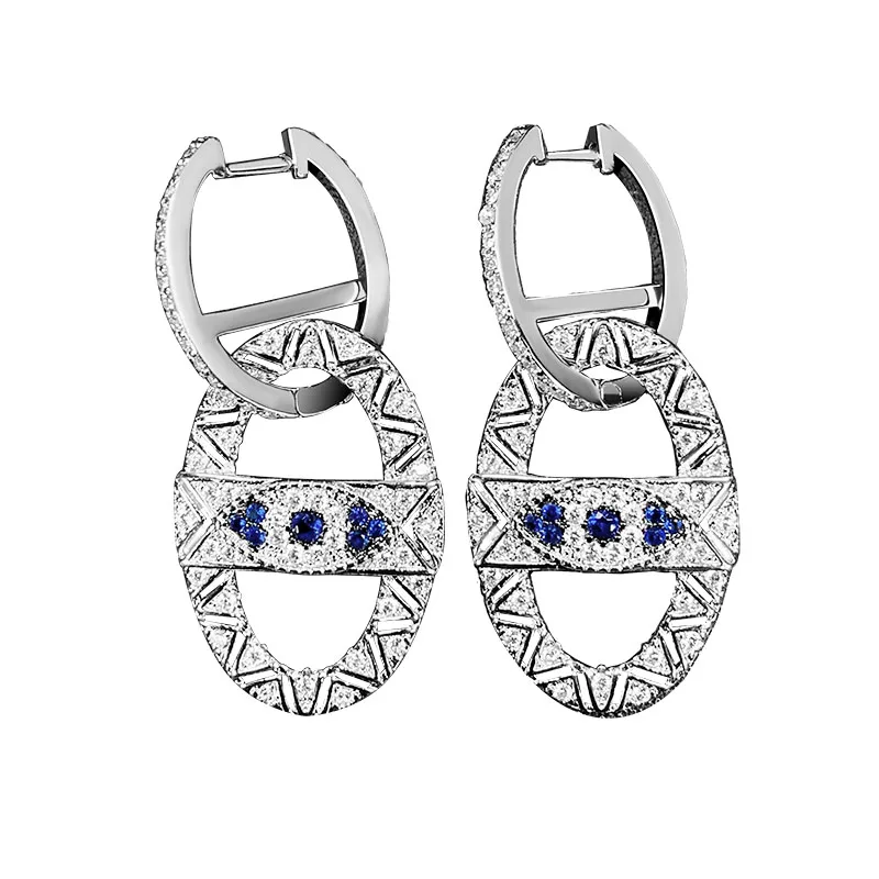 

S925 Sterling Silver New Evil Eye Earrings Personality Temperament Fashion European And American Luxury Brand Monaco Jewelry
