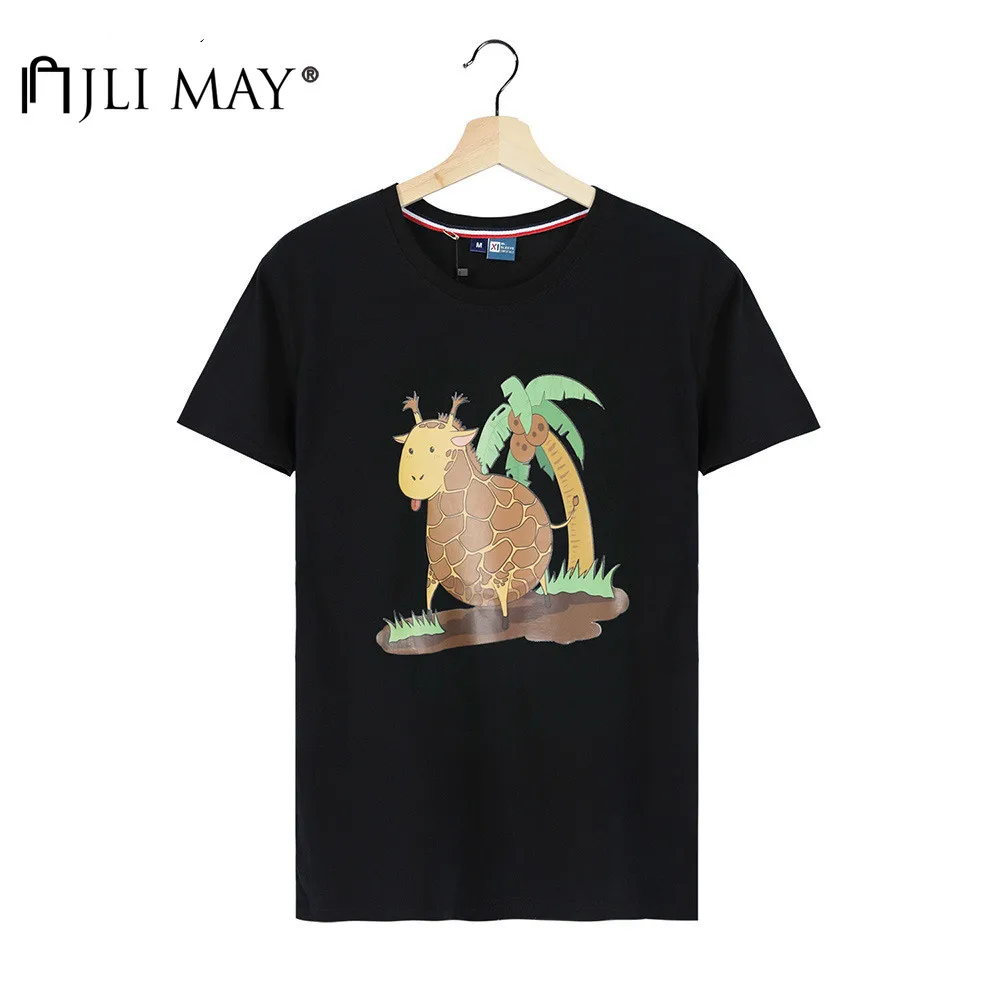 

JLI MAY Women's T-shirts Cotton O neck Short Sleeve Cartoon Personality Summer Casual T-shirt Plus Size