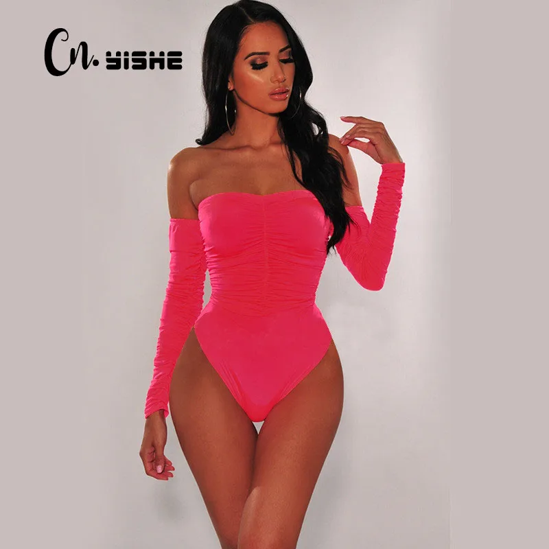 

CNYISHE Fashion Slash Neck Off Shoulder Rompers Women Bodysuit 2020 Winter Overalls Bodycon Long Sleeve Female Jumpsuit Sexy Top