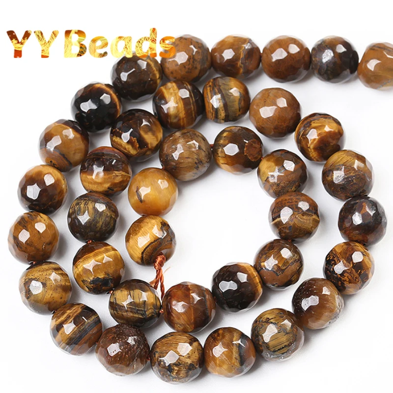 Бусины Из Натурального граненого желтого тигрового глаза незакрепленные