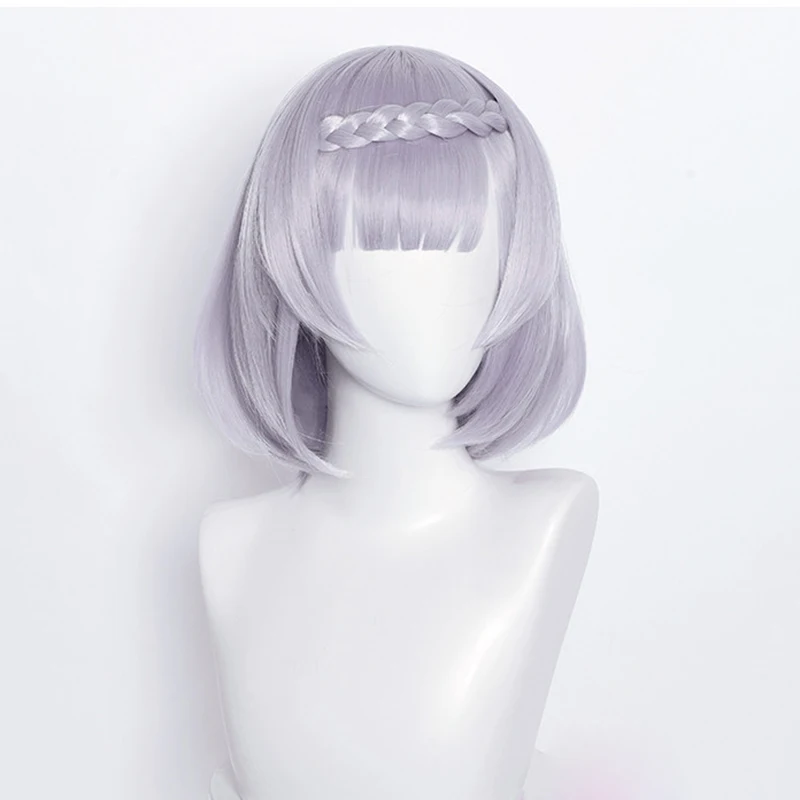 Genshin Impact Noelle парик для косплея короткие серебристо-фиолетовые с оплеткой