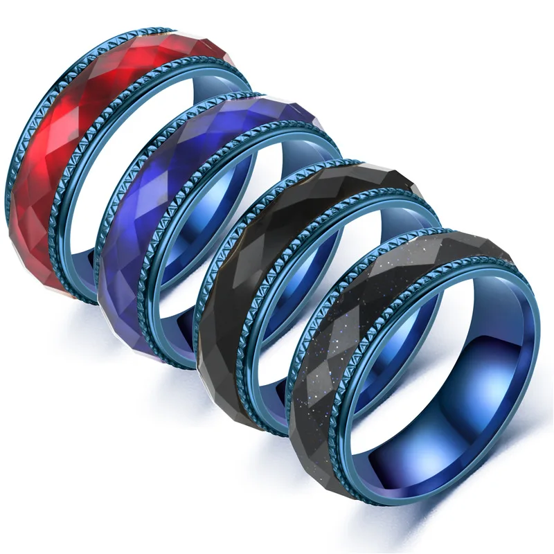 

AsJerlya 2021 Fashion Original Personality Resin Diamond Faceted Ring Stainless Steel Women Men Rings Dropshipping