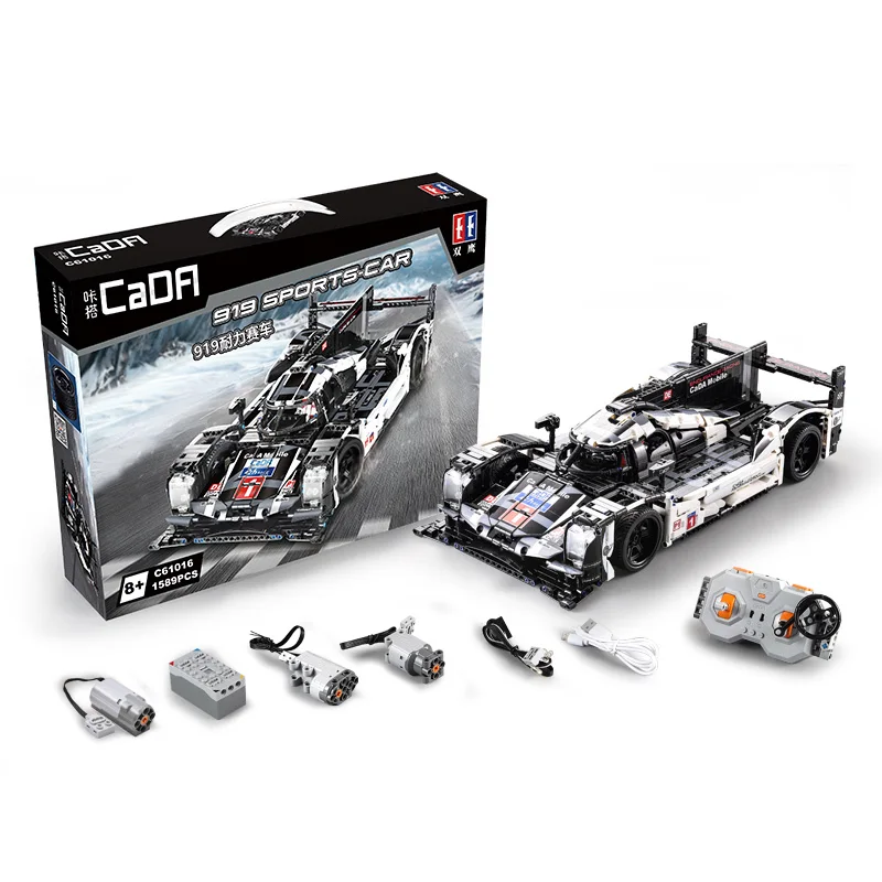 c61016 with RC motor CADA RC LP610 Супер гоночный автомобиль кирпичи совместимые техника MOC Модели Строительные блоки дистанционное управление гоночный автомобиль игрушки для детей - Цвет: c61016 with RC motor