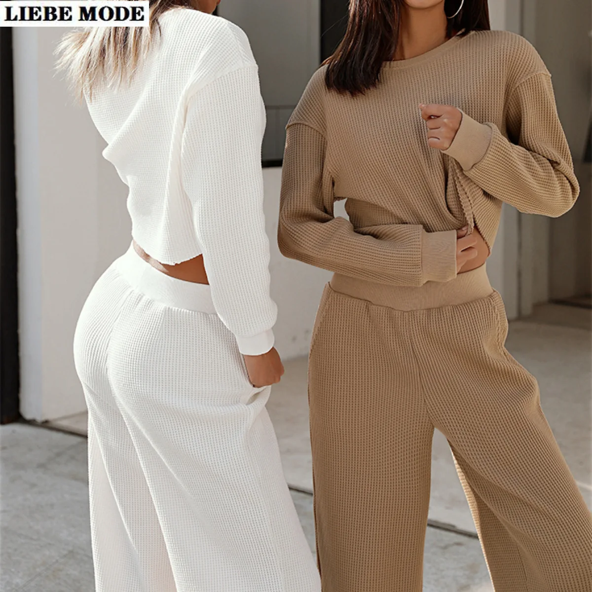 

Womens Loose Tracksuit Long Sleeve Hoodies Pants Outfits Pullover Sweatshirt and High Waist Straight Trousers Casual Track Suits