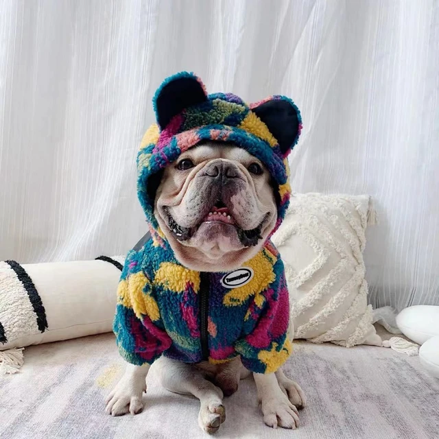 New French Bulldog Pet Dog Camouflage Jacket Coat Winter Warm Clothes Hoodie Apparel for Small Medium Dogs Corgi Pug YHC90 1