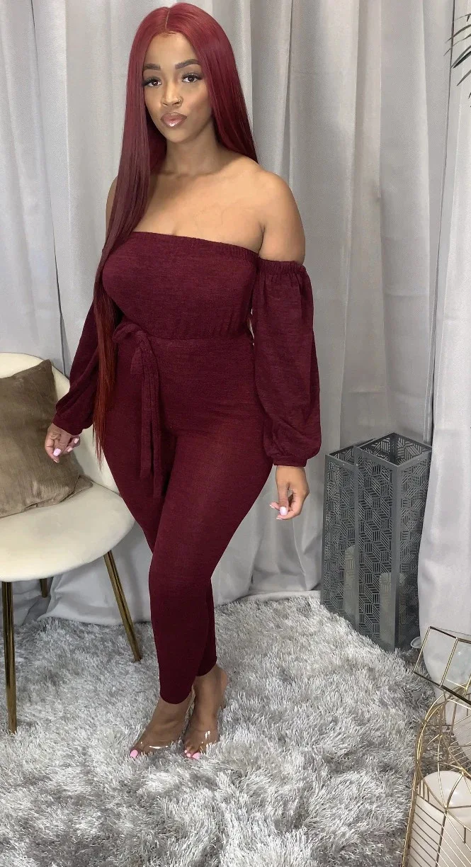 

Bandage Jumpsuit Off Shoulder Long Sleeve with Sashes One Piece Women Fall Clothing 2020 Overalls Party Sexy Jumpsuit Clubwear