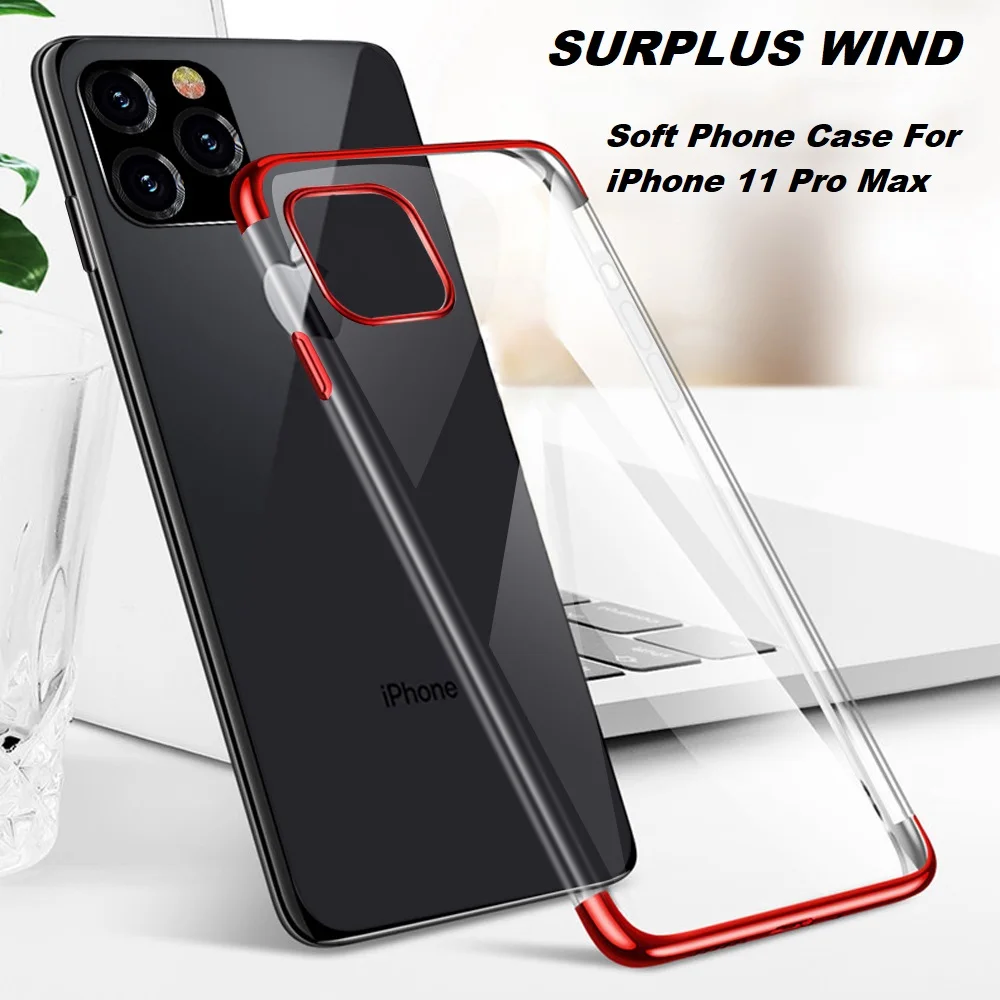 Мягкий чехол для телефона iPhone 11 Pro Max бампер с прозрачным покрытием ТПУ корпус