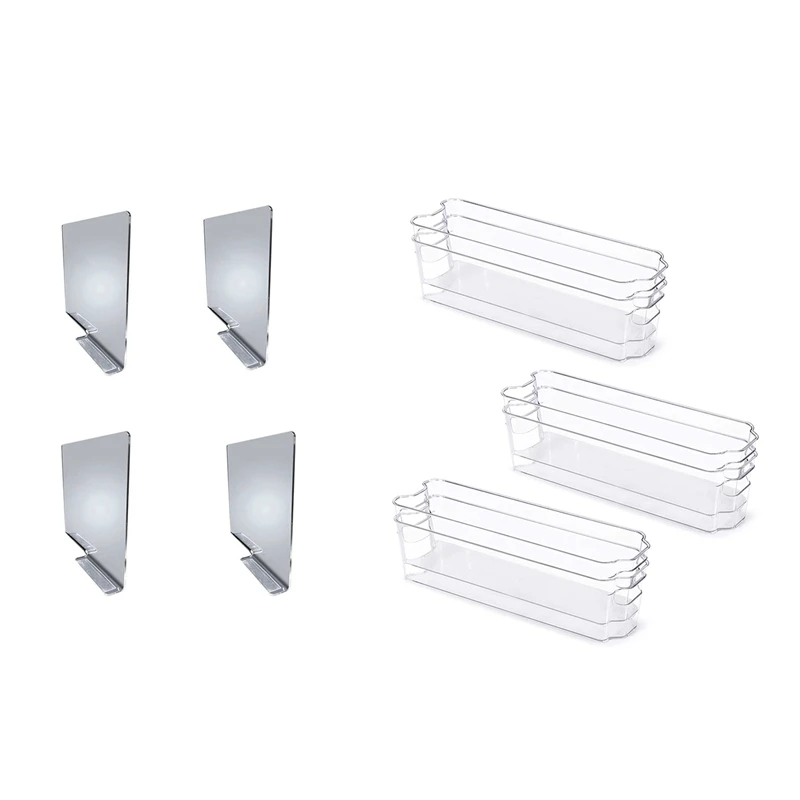 

4Pcs Shelf Dividers, Closet Organization and Storage with 6 Pcs Plastic Fridge Organizer Bins with Handle