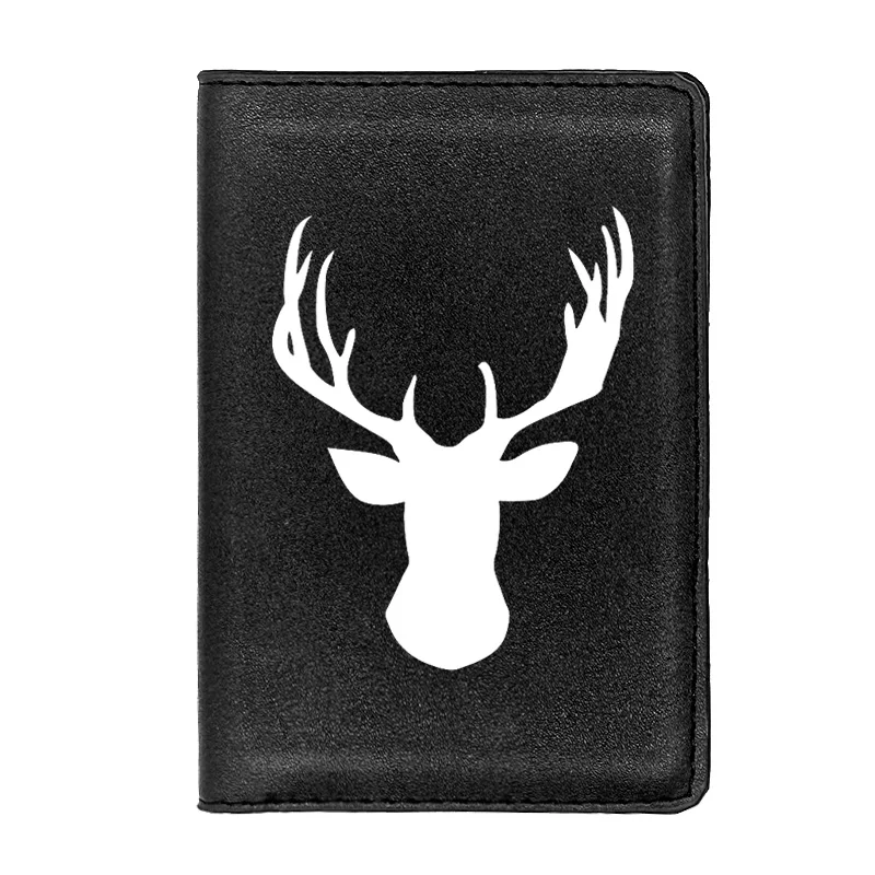 

High Quality Classic Elk Theme Printing Passport Cover Holder ID Credit Card Case Travel Leather Wallet