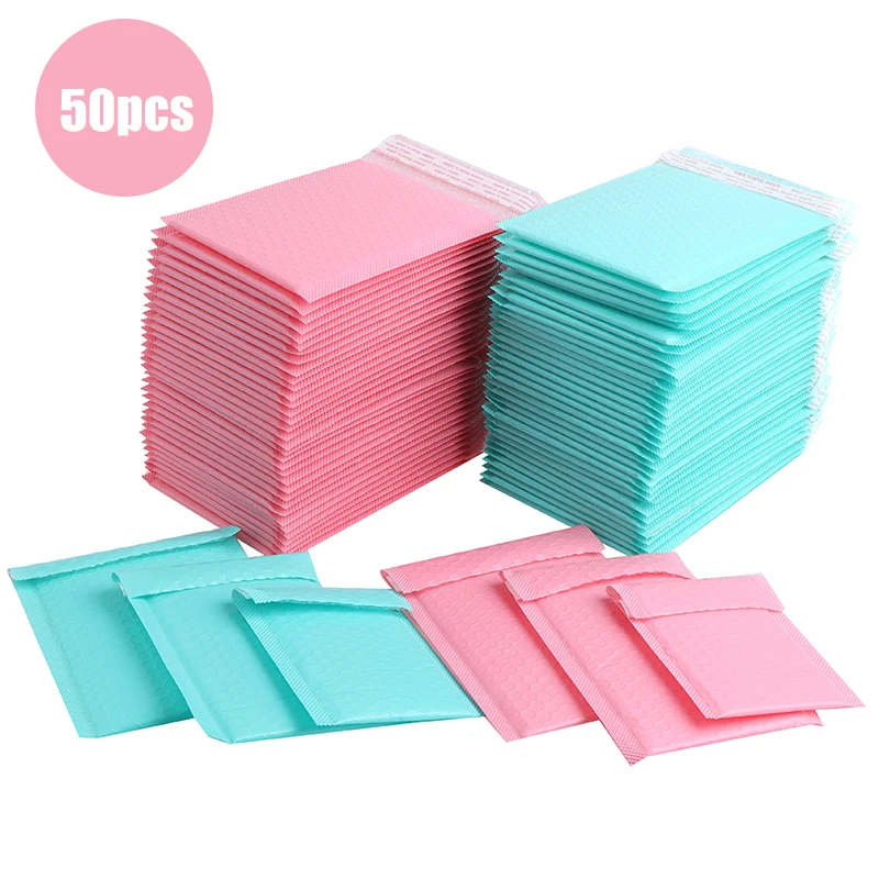 50pcs Pink Bubble Mailer Poly Mailer Bubble Padded Mailing Envelopes for Packaging Self Seal Shipping Bag Bubble Padding Green