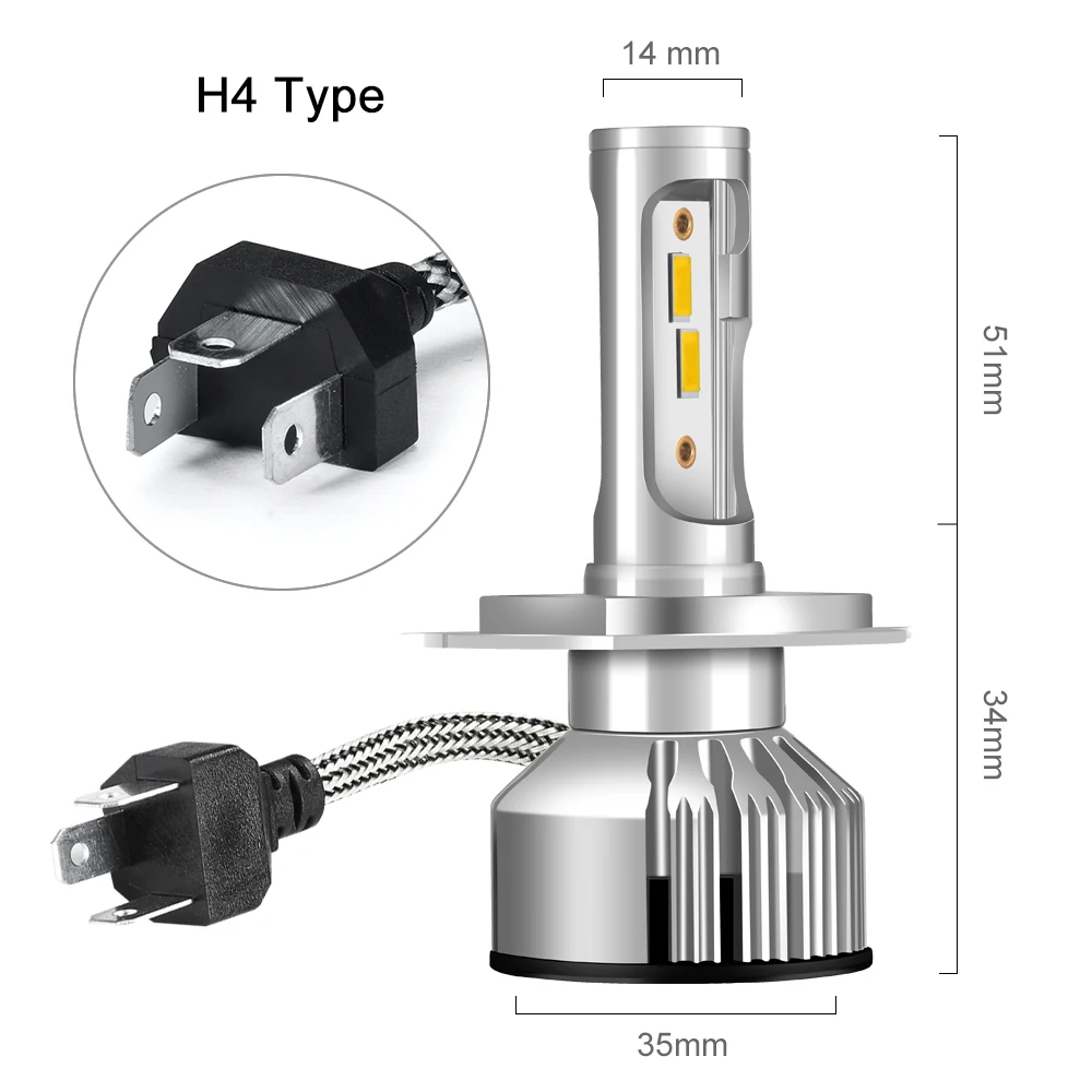 JGAUT фар автомобиля H7 светодиодный H4 светодиодный H1 H11 H3 H13 H27 880 9006 9007 72 Вт 8000LM 3000K 6500K 12V 24V Авто для фар головного света и противотуманных фар с возможностью креативного лампы