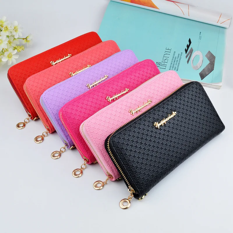 

Ladies Large Capacity Zipper Purse Card Holder Female Fashion Solid Colour Letter Long Wallet
