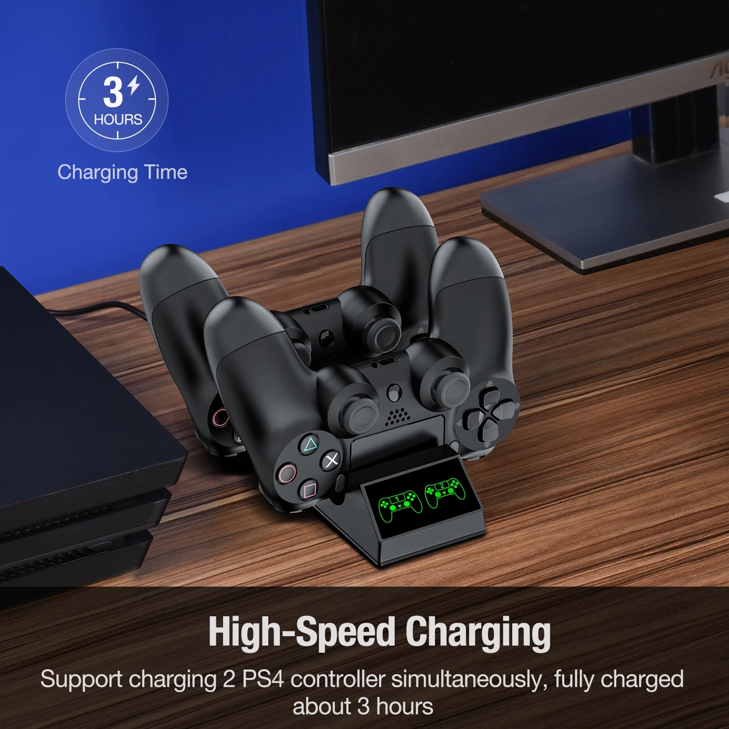 Зарядное устройство для контроллера PS4 зарядная станция Playstation 4 с 2 Micro USB-портами