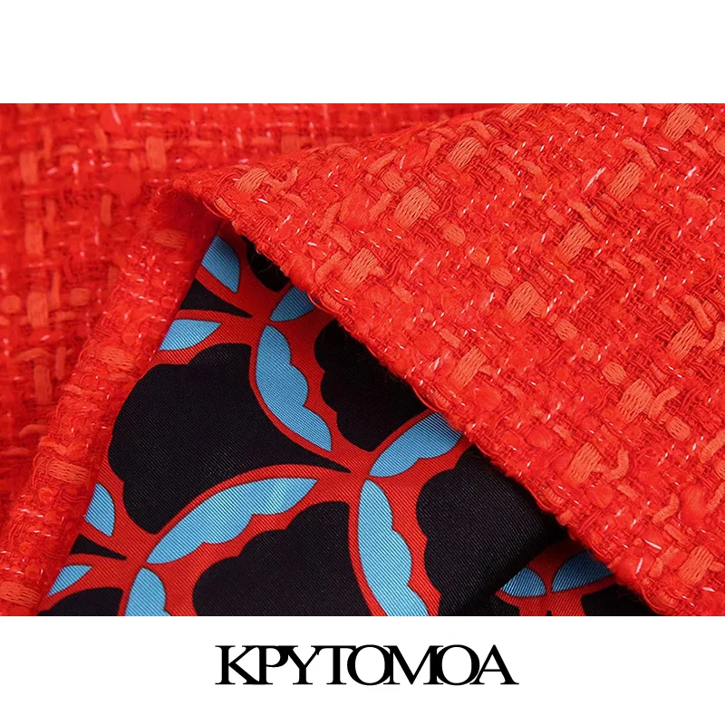 Модная женская твидовая мини-юбка FAKUNTN с принтом подкладкой и передним разрезом