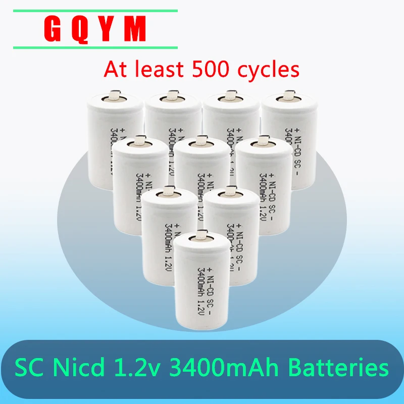 Аккумуляторная батарея GQYM 12 шт. SC 1 2 В 3400 мАч Sub C Nicd ячейка для электрической