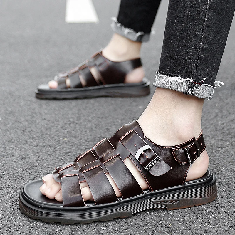 

Summer Man Beach Leather Sandals Men Outdoor Casual Shoes Fashion Anti-skidding Krasovki Slippers Hot Sale Sandals for Men
