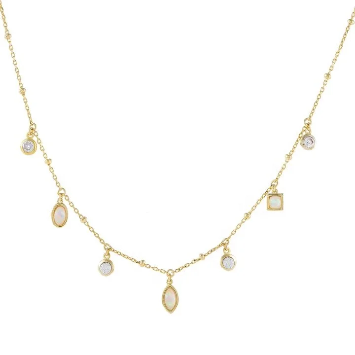

New arrived luxury opal stone paved multi charm pendant necklace for women lady real 925 sterling silver jewelry wholesale