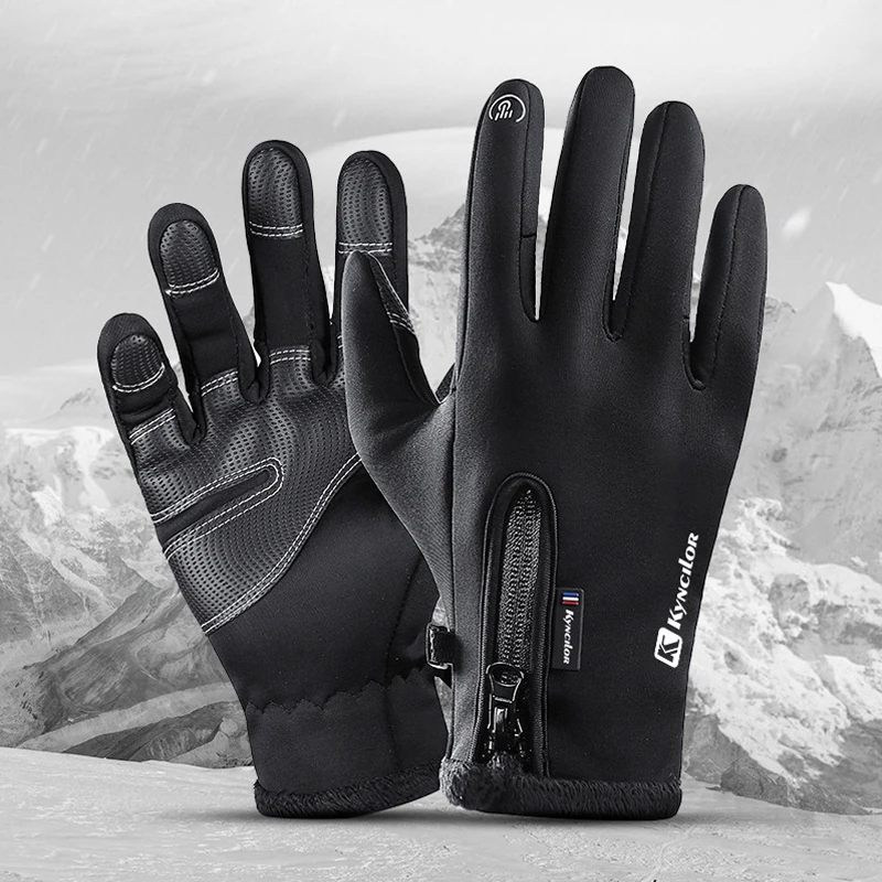 

Winter Ski Gloves Touch Screen Windproof Sports Fishing Gloves Full Finger Warm Cycling Gloves