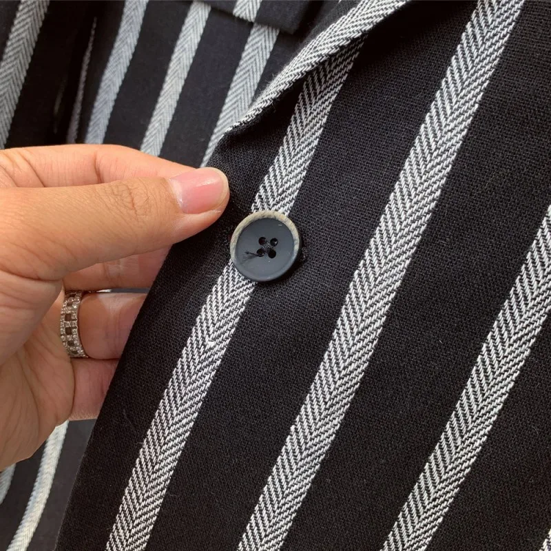 

Mens Striped Suit Jacket Fashion Spring Summer Thin Section Long Sleeve Linen Casual Blazers Business Office Man Blazer Coats