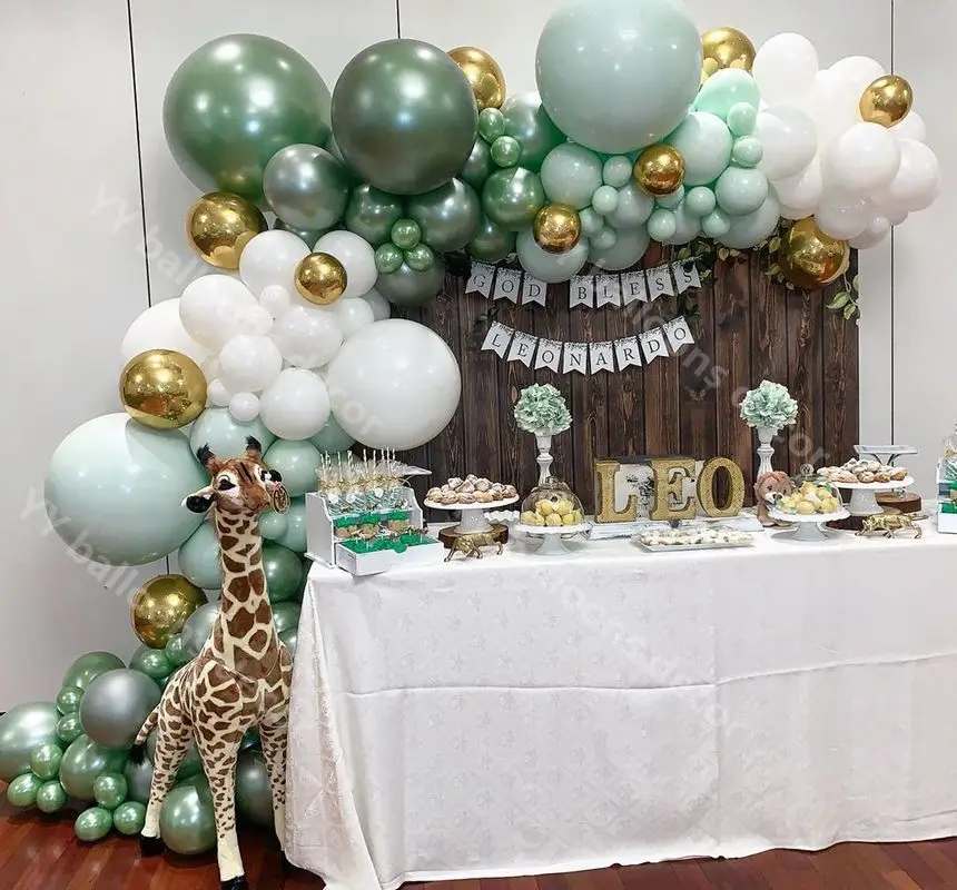 107 шт. воздушные шары-гирлянды для вечевечерние в джунглях мятный белый