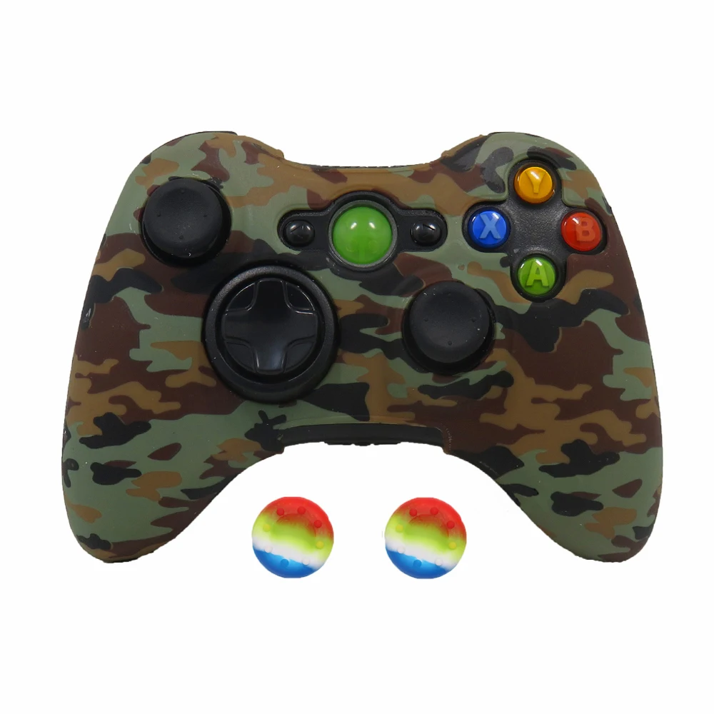 Desert Camo ZOMTOP защита для переноса воды с принтом кожи для Microsoft Xbox 360 проводной/беспроводной контроллер силиконовый чехол Крышка крышки - Цвет: Desert Camo