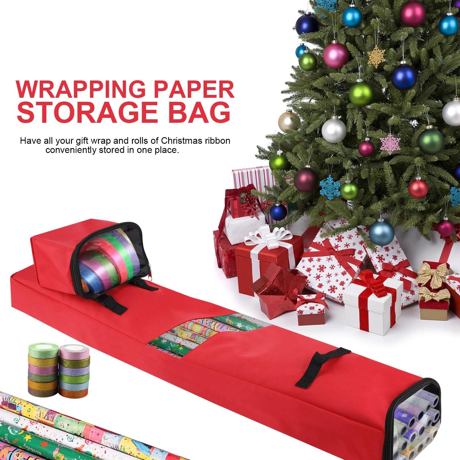 

Wrapping Paper Storage Bag Rolls And Ribbon Holder Heavy Duty Tear Proof Christmas Gift Wrap Storage Organizer