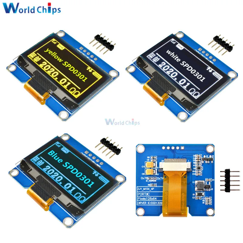 IPS 1 54 дюйма 5Pin 128x64 OLED дисплей модуль SPI интерфейс SPD0301 Драйвер IC плата адаптера