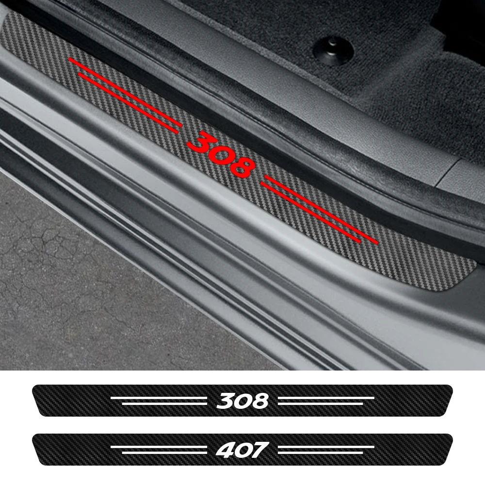 

For Peugeot 107 108 206 207 208 301 306 307 308 407 408 508 2008 3008 5008 Auto Accessories Car Door Sill Threshold Stickers