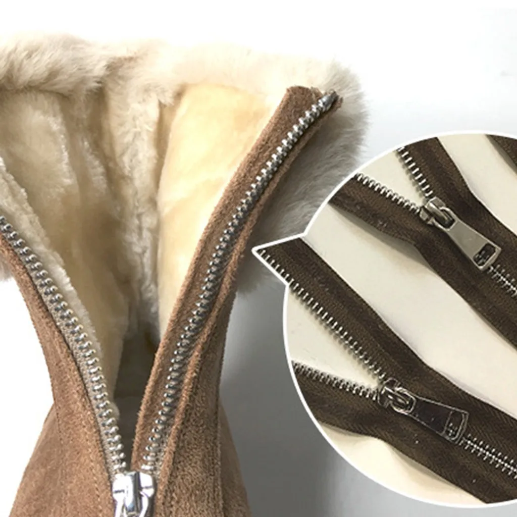 

Vintage Women Winter Fur Warm Zipper Boots Ladies Plush Booties Ankle Boot Martin Shoes Comfortable Women Snow Warm
