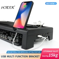 desktop shelf monitor stand computer screen riser computer laptop support table organizer storage rack with usb charging port fc