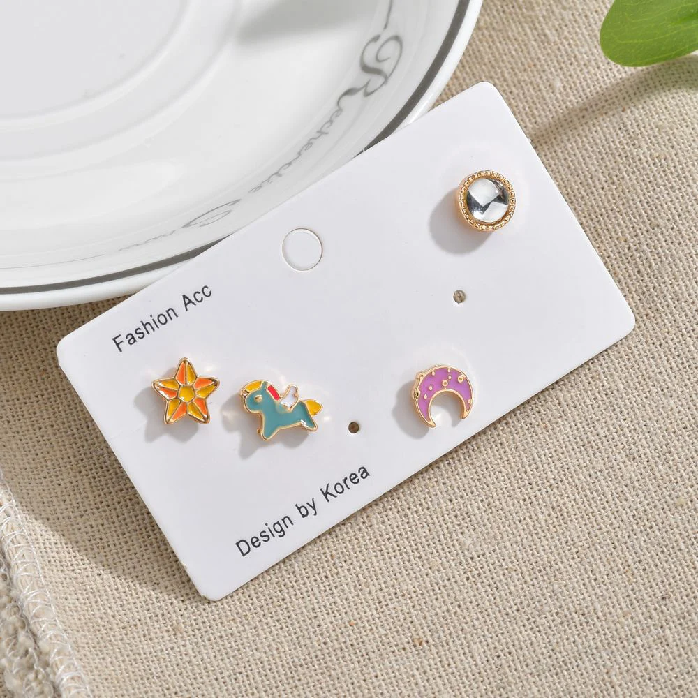Серьги гвоздики в Корейском стиле очень милые серьги виде радуги лошади Луны