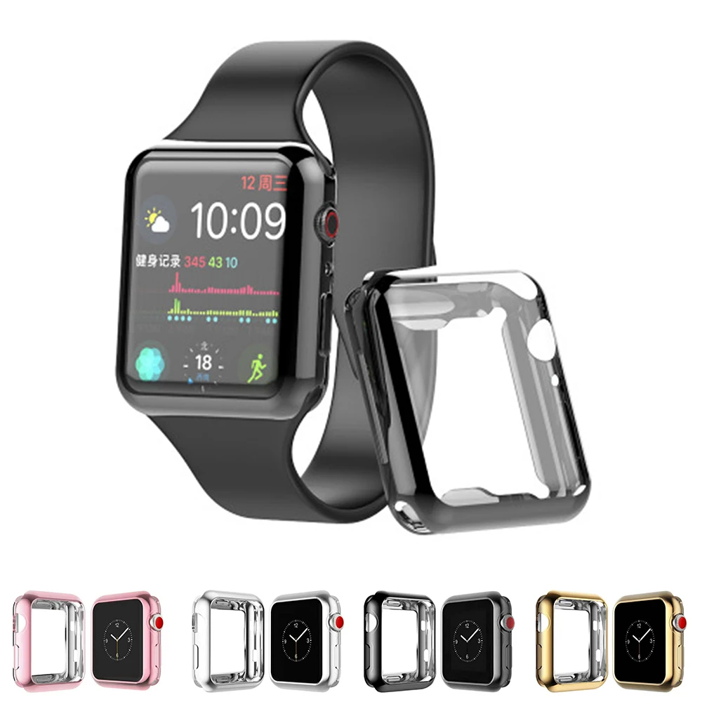 Чехол часы для Apple Watch 5/4 42 мм 44 TPU всесторонний гальванический защитный чехол iwatch