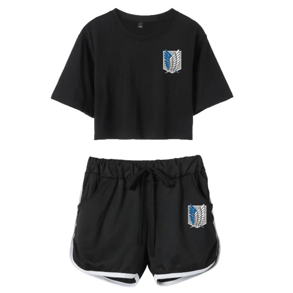 Костюм для косплея из аниме атака на Титанов короткий топ и шорты комплект двух